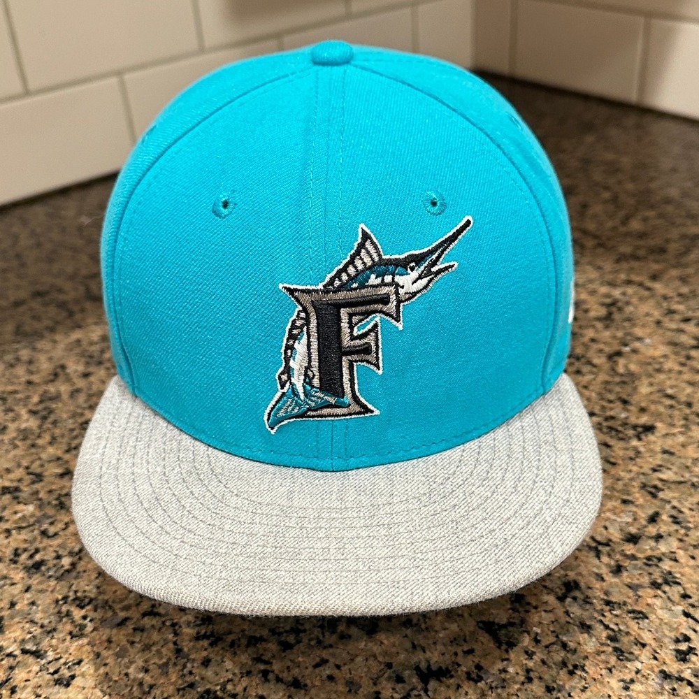 Miami Marlins New Era 59FIFTY Hat Fitted 7 3/8 Blue Grey MLB